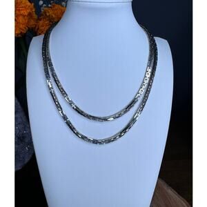 Vintage Stainless Steel Silver Plated Double Strand Choker